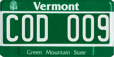 VT license plate COD009