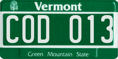 VT license plate COD013