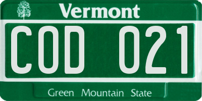 VT license plate COD021