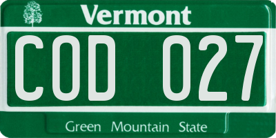 VT license plate COD027