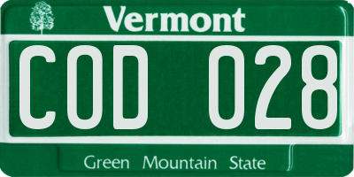 VT license plate COD028