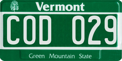 VT license plate COD029
