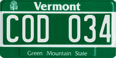 VT license plate COD034