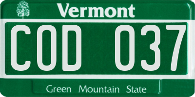 VT license plate COD037
