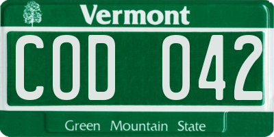 VT license plate COD042