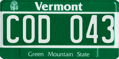 VT license plate COD043