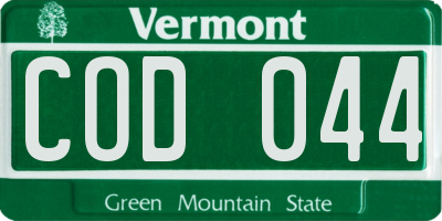 VT license plate COD044