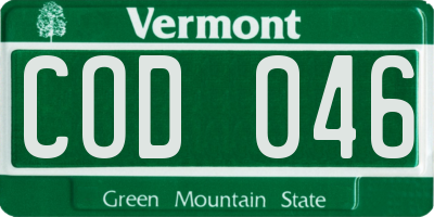 VT license plate COD046