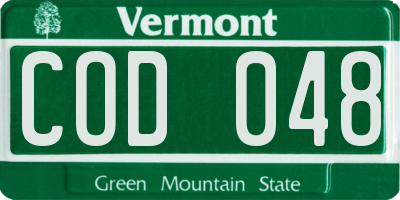 VT license plate COD048
