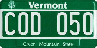 VT license plate COD050