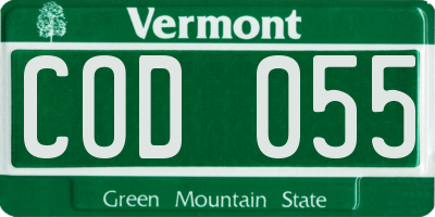 VT license plate COD055