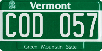 VT license plate COD057