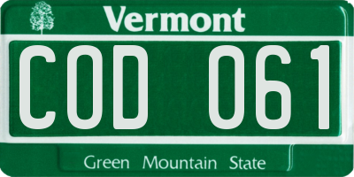 VT license plate COD061