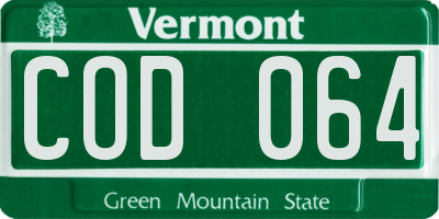 VT license plate COD064
