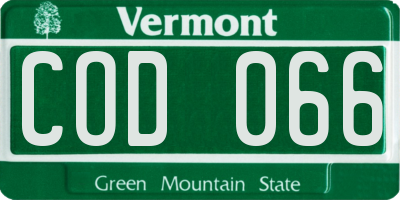VT license plate COD066