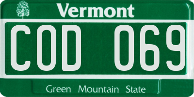 VT license plate COD069