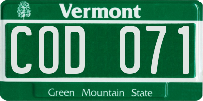 VT license plate COD071