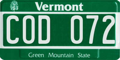 VT license plate COD072