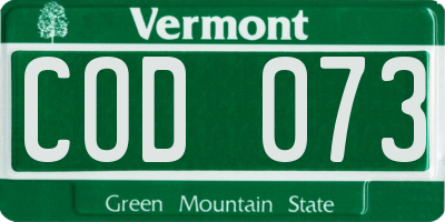 VT license plate COD073