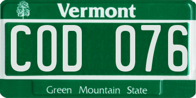 VT license plate COD076