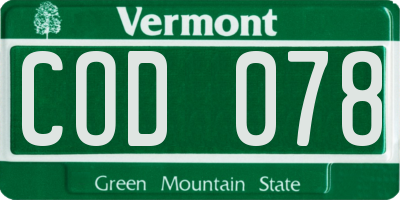 VT license plate COD078