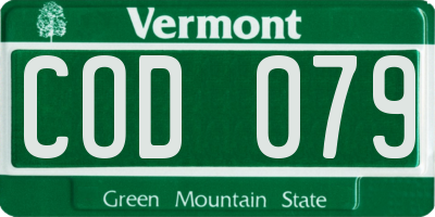 VT license plate COD079