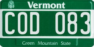VT license plate COD083
