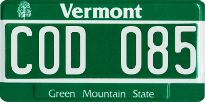 VT license plate COD085