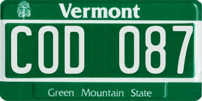 VT license plate COD087