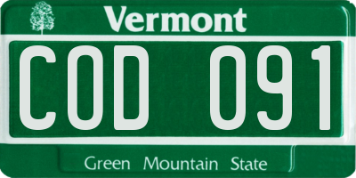 VT license plate COD091