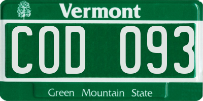 VT license plate COD093