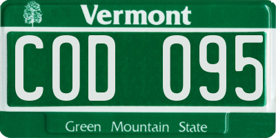 VT license plate COD095