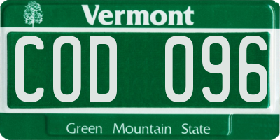 VT license plate COD096
