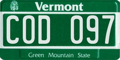 VT license plate COD097