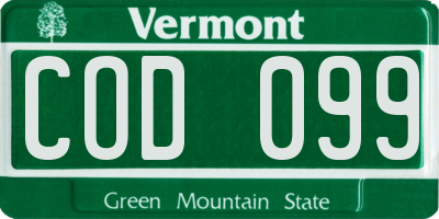 VT license plate COD099