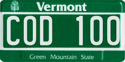 VT license plate COD100