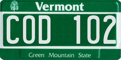 VT license plate COD102