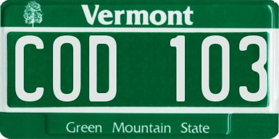 VT license plate COD103