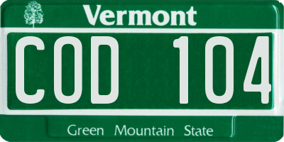 VT license plate COD104