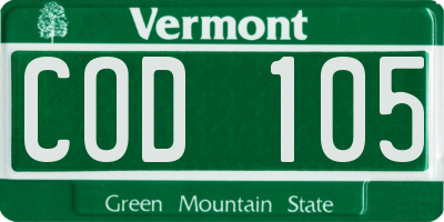 VT license plate COD105