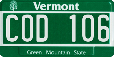 VT license plate COD106