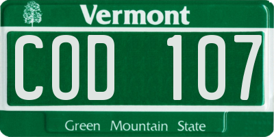 VT license plate COD107