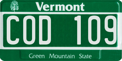 VT license plate COD109