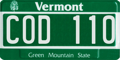 VT license plate COD110
