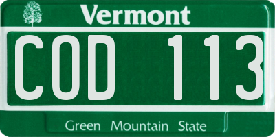 VT license plate COD113