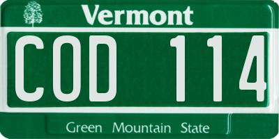 VT license plate COD114