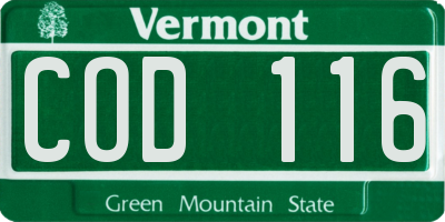 VT license plate COD116
