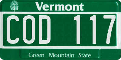 VT license plate COD117