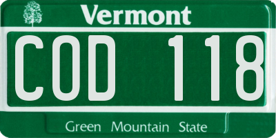 VT license plate COD118
