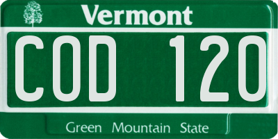 VT license plate COD120